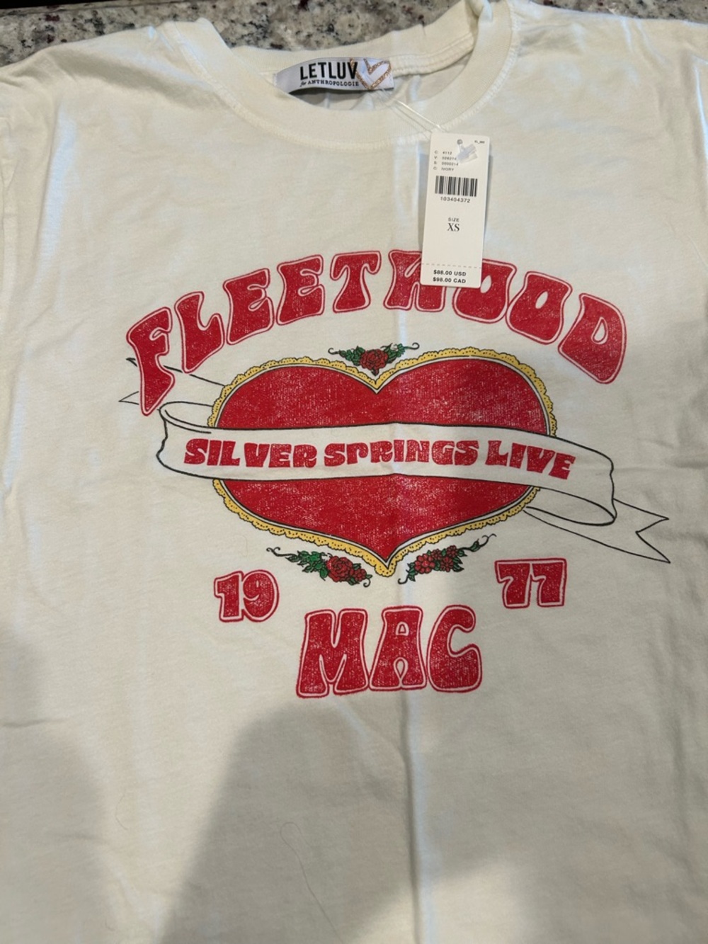 Women’s LetLuv Fleetwood Mac Silver Springs Live' White Graphic Tee - XS